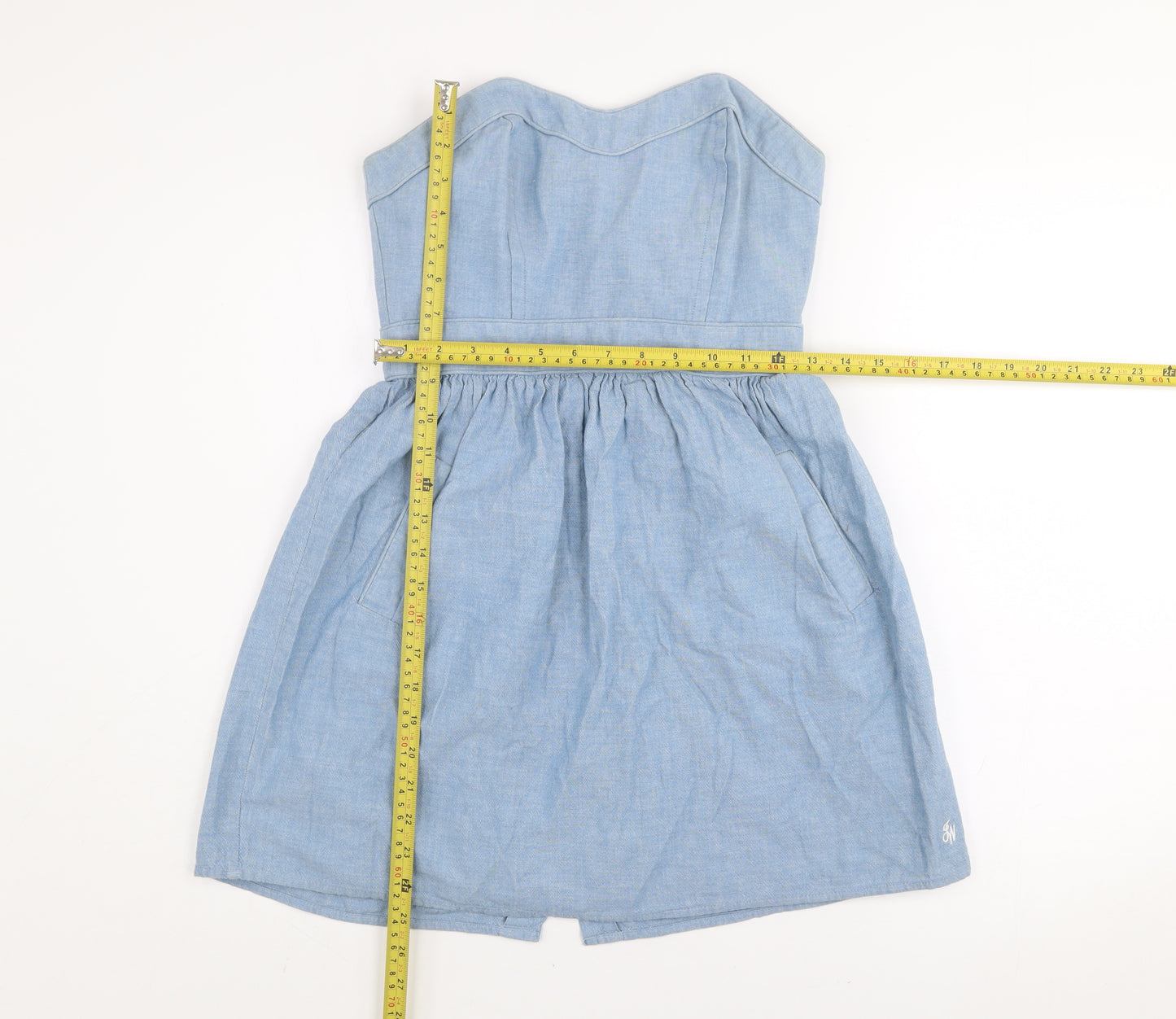 Jack Wills Womens Blue Strapless Sweetheart A-Line Dress Size 10