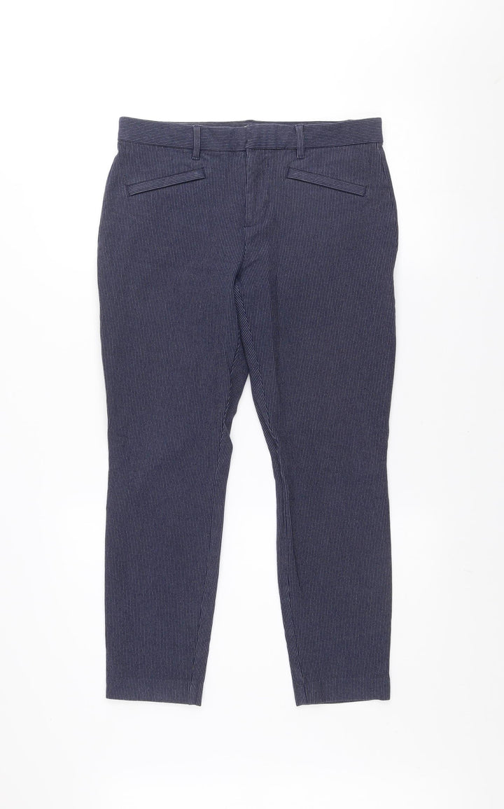 GAP Women Blue Striped Skinny Ankle Trousers Size 8