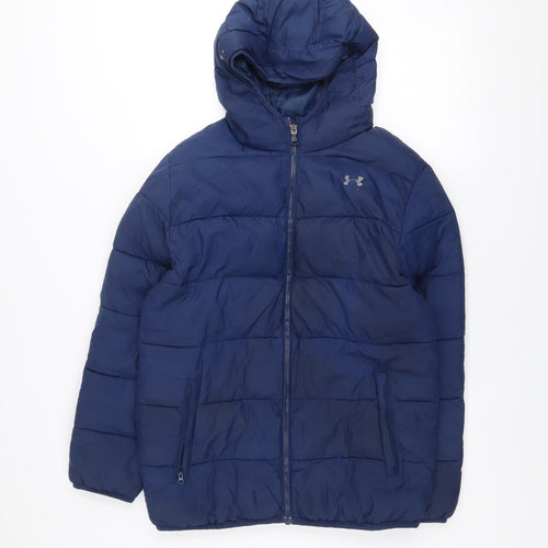 Under Armour Boys Blue Hooded Puffer Jacket 14 Years Winter Coat
