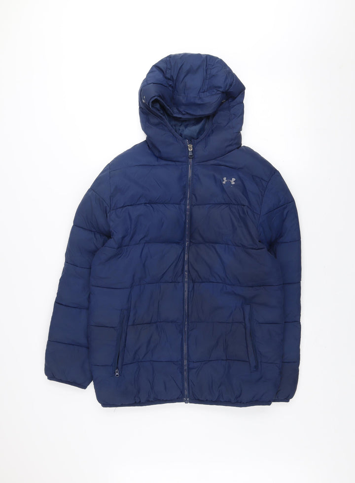 Under Armour Boys Blue Hooded Puffer Jacket 14 Years Winter Coat