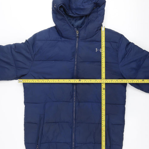 Under Armour Boys Blue Hooded Puffer Jacket 14 Years Winter Coat