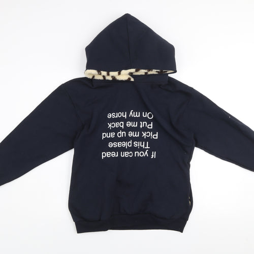 Nelson Ashby Women's Navy Pullover Hoodie Small Fleece Lined Fun Slogan