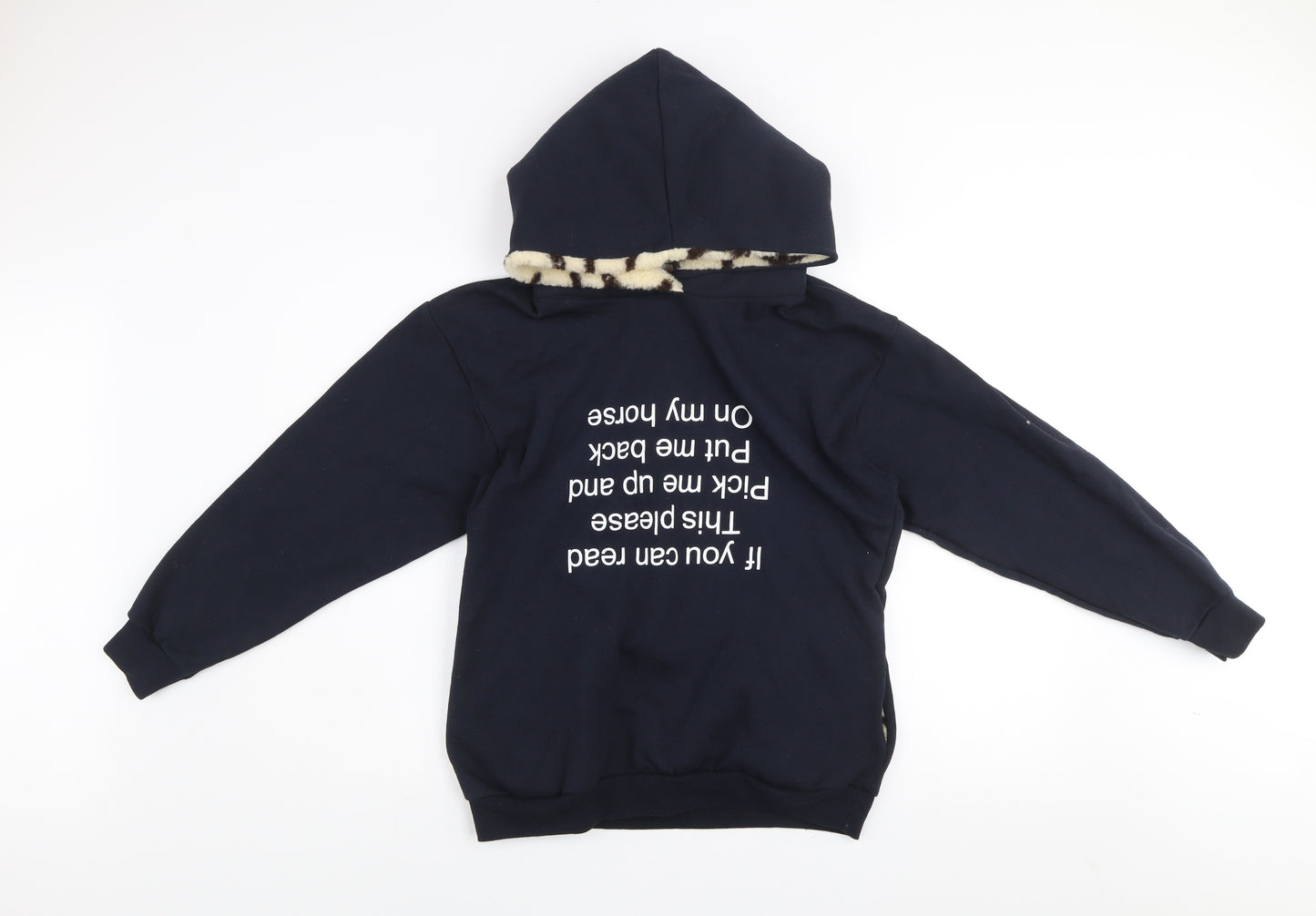 Nelson Ashby Women's Navy Pullover Hoodie Small Fleece Lined Fun Slogan