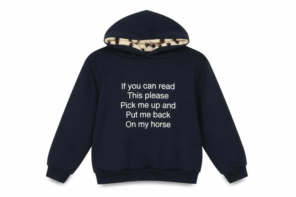 Front view of Nelson Ashby Women's Navy Pullover Hoodie Small Fleece Lined Fun Slogan
