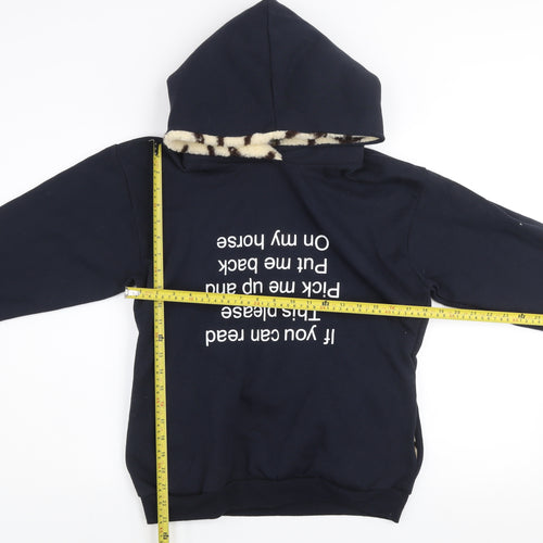 Nelson Ashby Women's Navy Pullover Hoodie Small Fleece Lined Fun Slogan