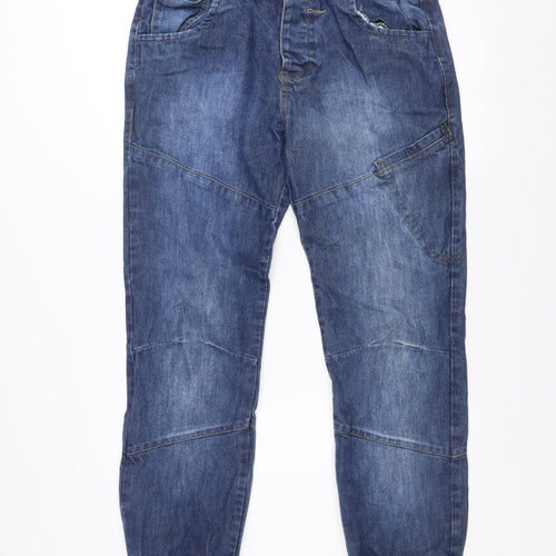 True Wisdom Men's Blue Denim Tapered Jeans 34x32 Elastic Waist