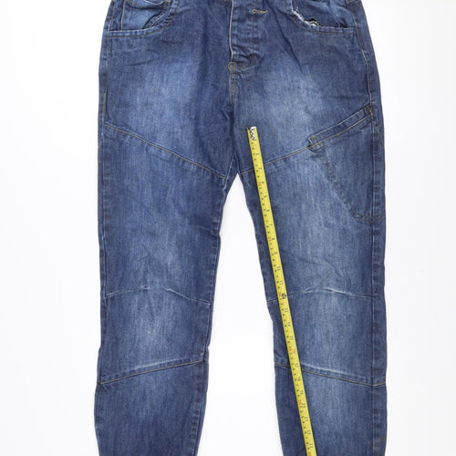 True Wisdom Men's Blue Denim Tapered Jeans 34x32 Elastic Waist