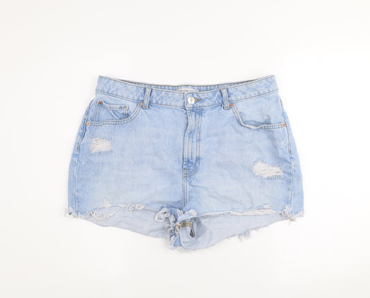 Primark Women Blue Size 18 High Rise Distressed Denim Shorts