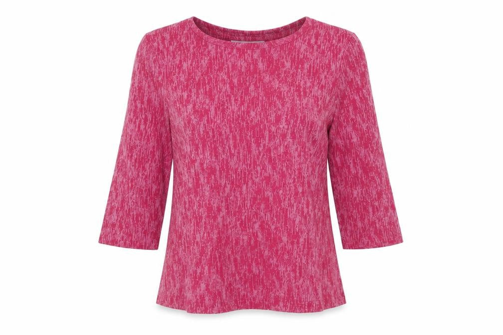 Front view of Honor Millburn women’s pink 3/4 sleeve classic knit top, size UK 10