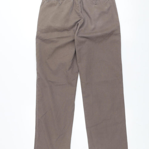 Oakridge Men’s Brown Classic Fit Flat Front Chino Trousers Size 28