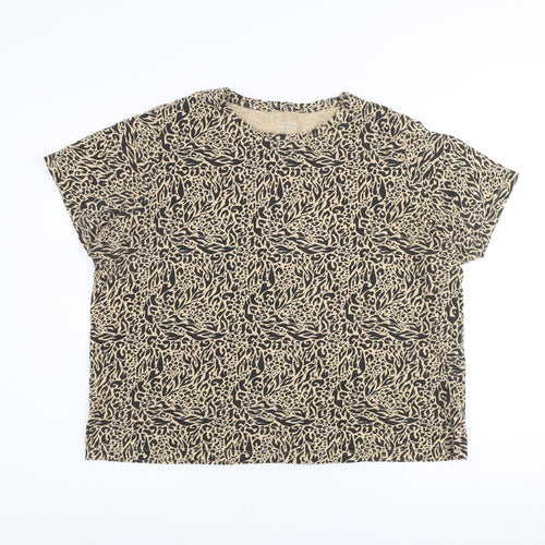 Dunnes Stores Women’s Beige Animal Print Cotton T-Shirt XL