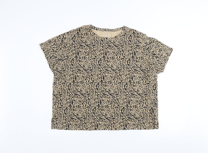 Dunnes Stores Women’s Beige Animal Print Cotton T-Shirt XL