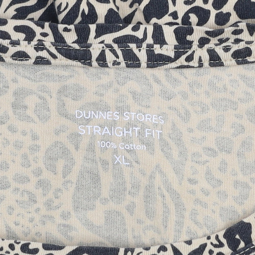 Dunnes Stores Women’s Beige Animal Print Cotton T-Shirt XL