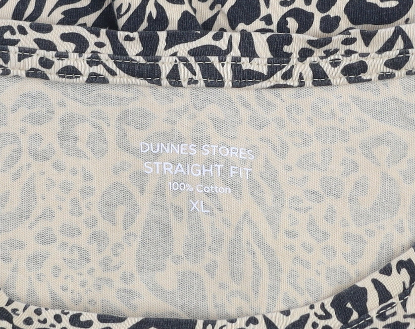 Dunnes Stores Women’s Beige Animal Print Cotton T-Shirt XL
