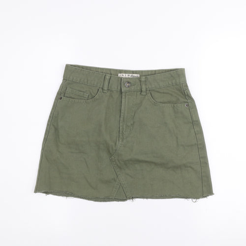 Denim Co Women’s Green Cotton A-Line Short Skirt Size 6