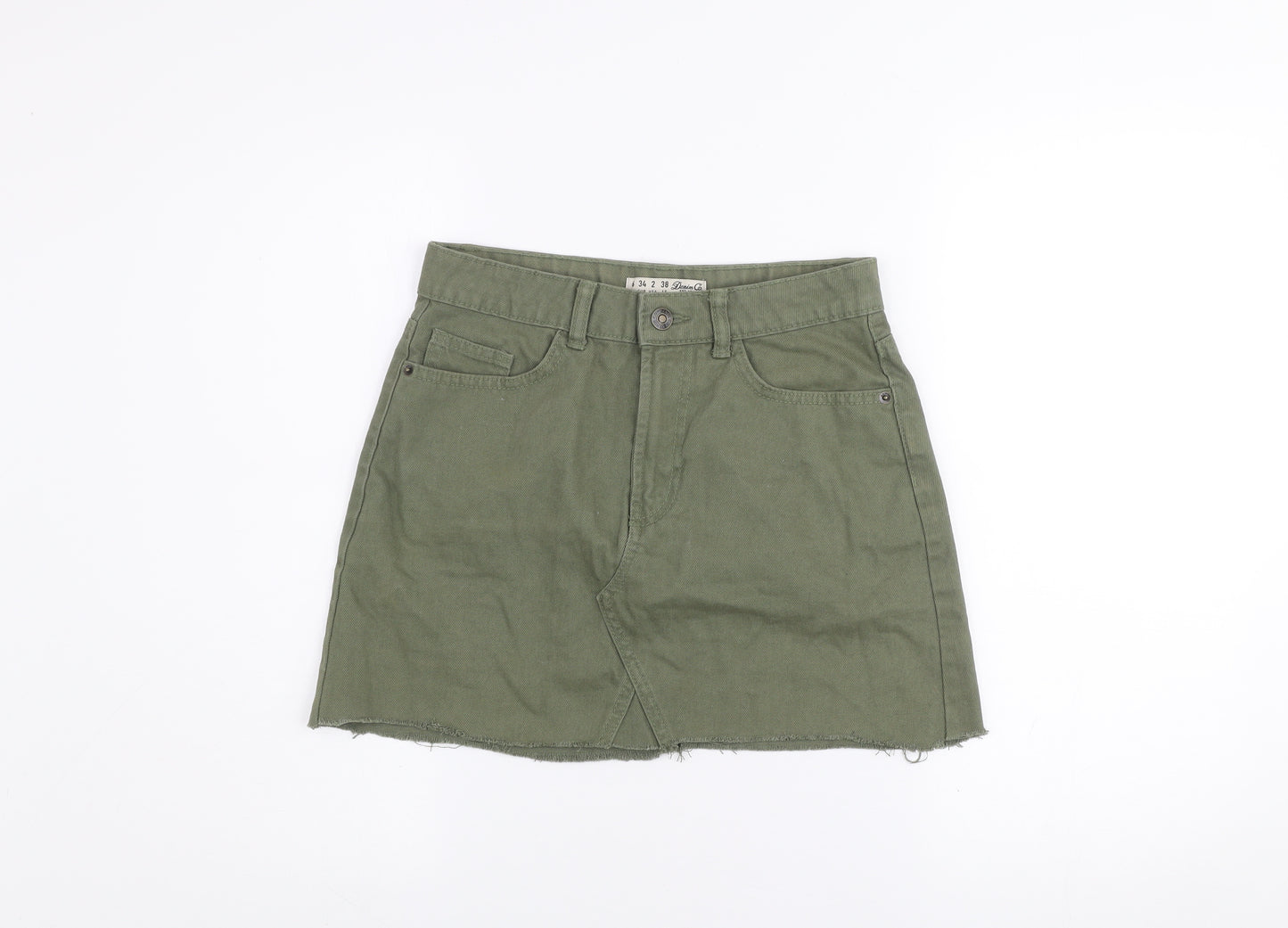 Denim Co Women’s Green Cotton A-Line Short Skirt Size 6