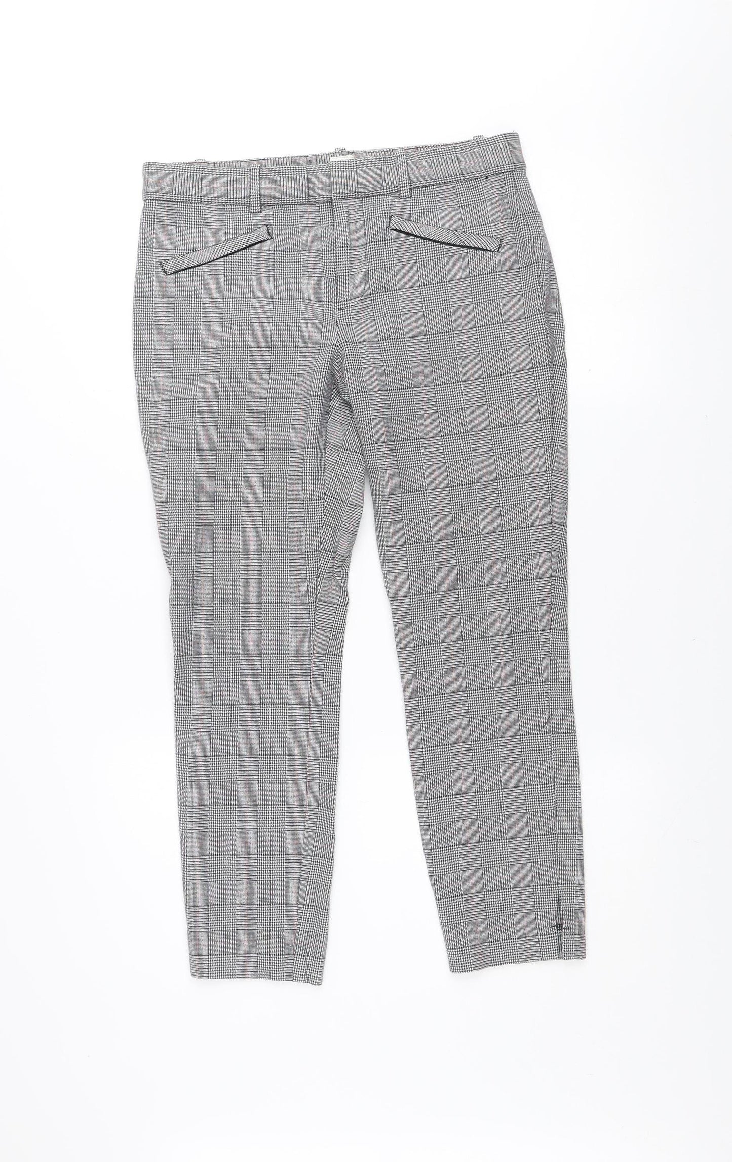 GAP Women's Grey Check Skinny Ankle Trousers Size 12