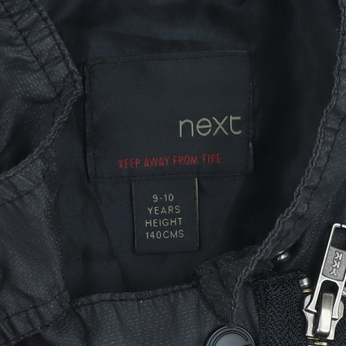 Next Girls Black Biker Jacket 9-10 Years Belted Full Zip Lined Stylish Outerwear