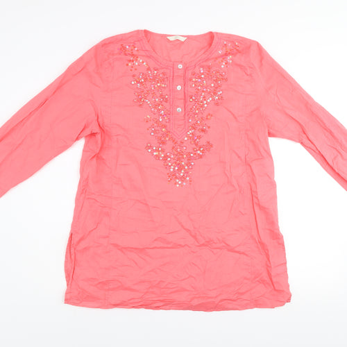 Marks and Spencer Women's Pink Embroidered Tunic Blouse UK 16