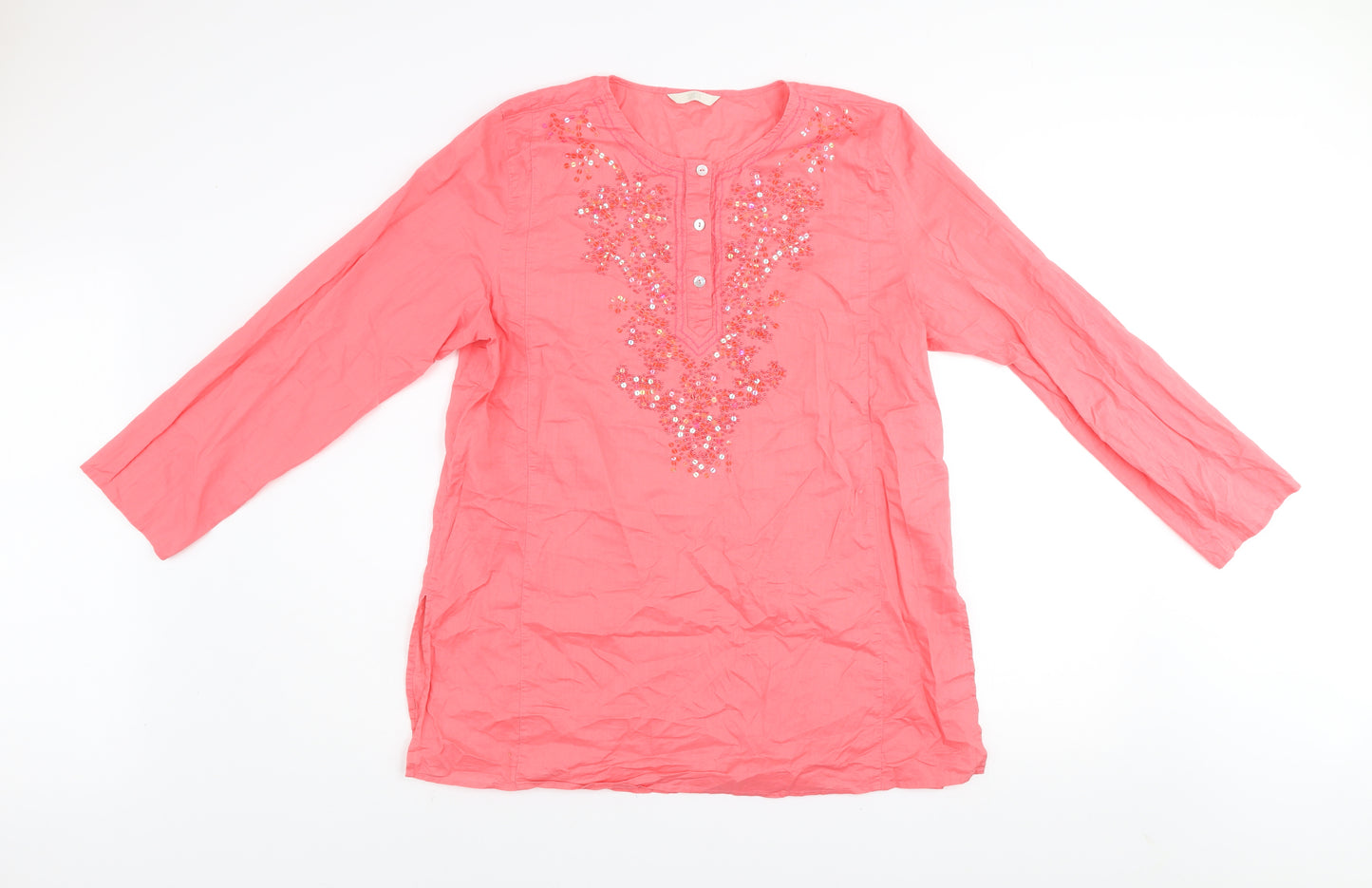 Marks and Spencer Women's Pink Embroidered Tunic Blouse UK 16