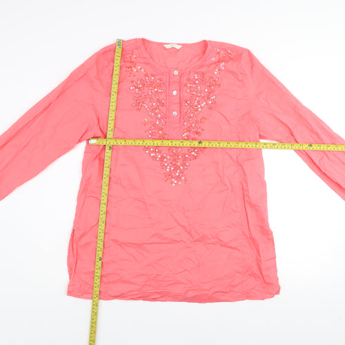 Marks and Spencer Women's Pink Embroidered Tunic Blouse UK 16