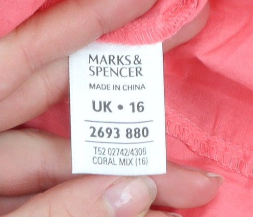 Marks and Spencer Women's Pink Embroidered Tunic Blouse UK 16