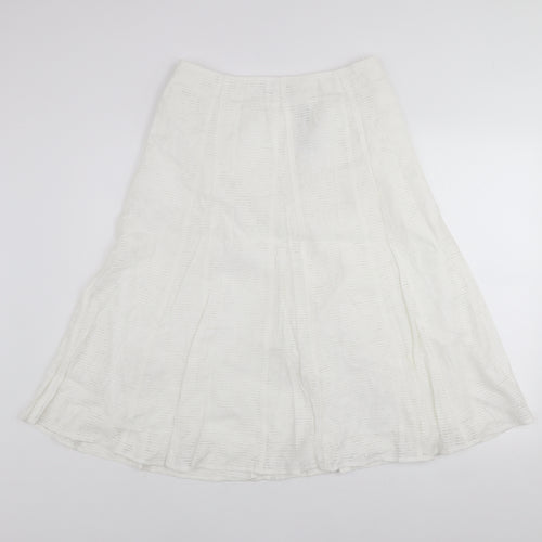 Marks and Spencer Women White A-Line Knee Length Skirt Size 12