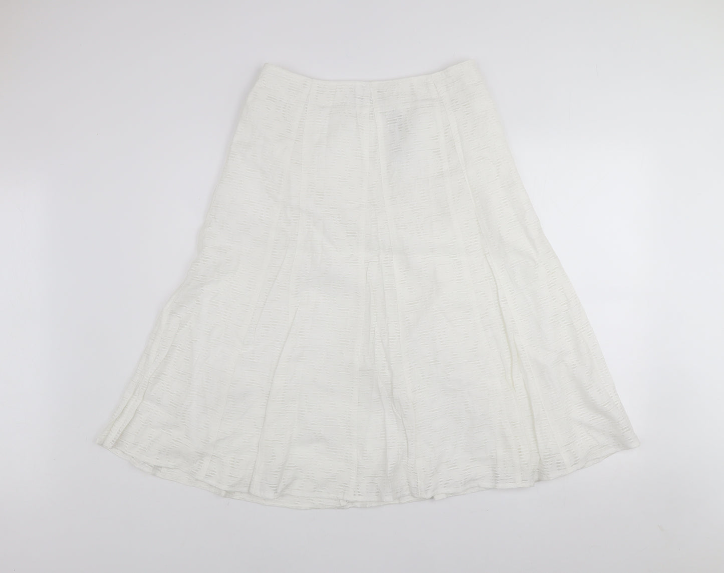 Marks and Spencer Women White A-Line Knee Length Skirt Size 12