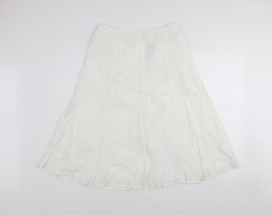 Marks and Spencer Women White A-Line Knee Length Skirt Size 12