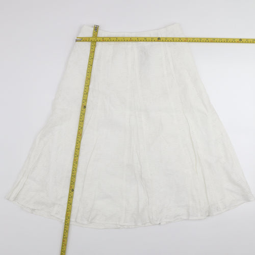 Marks and Spencer Women White A-Line Knee Length Skirt Size 12