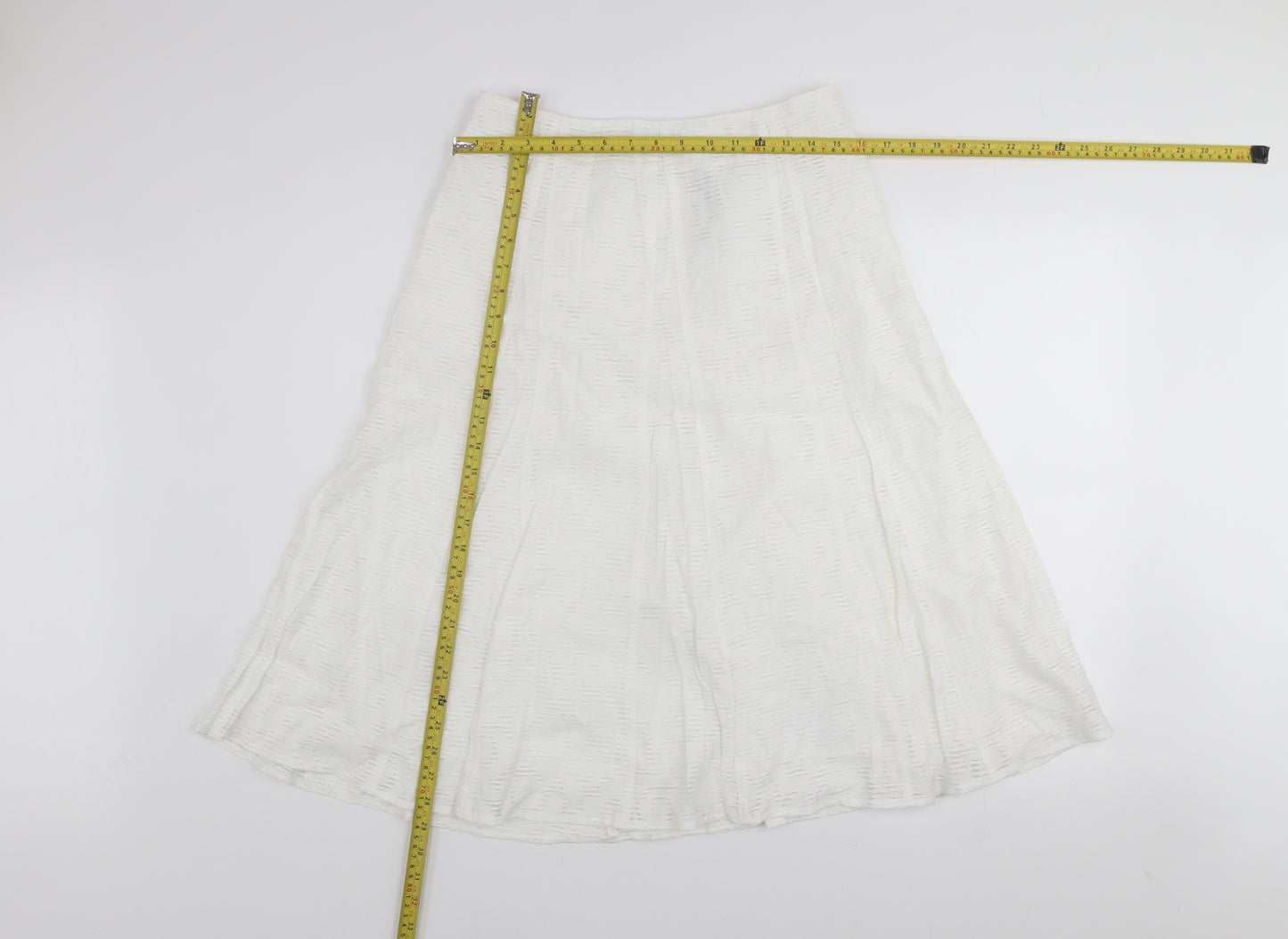 Marks and Spencer Women White A-Line Knee Length Skirt Size 12