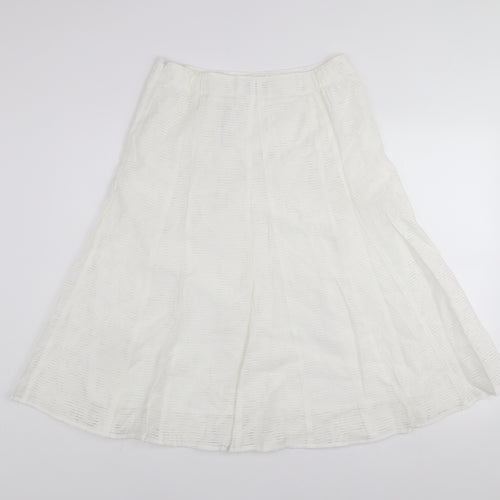 Marks and Spencer Women White A-Line Knee Length Skirt Size 12