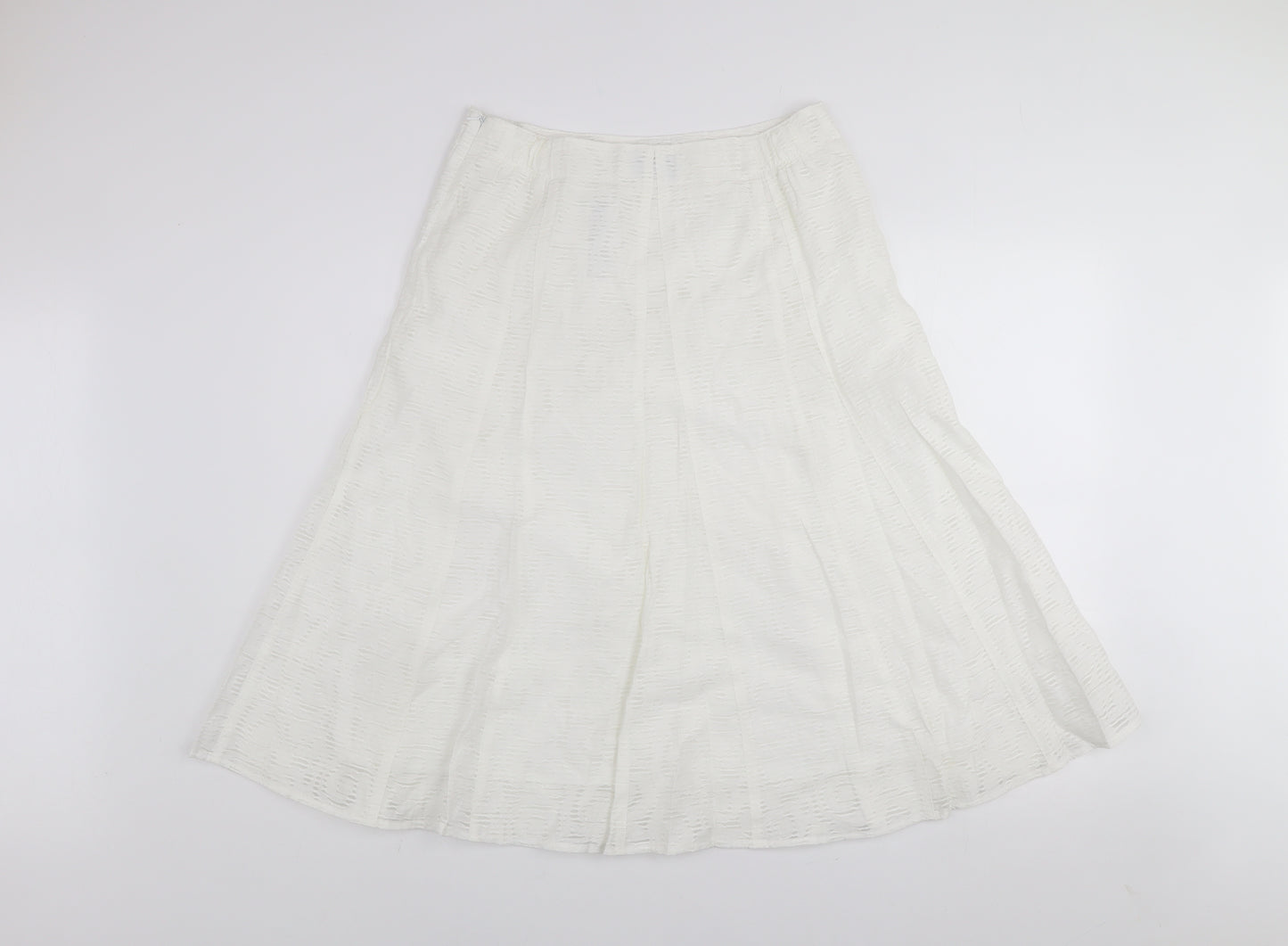 Marks and Spencer Women White A-Line Knee Length Skirt Size 12