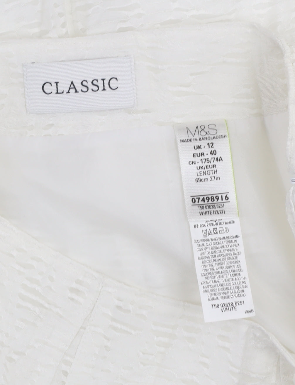 Marks and Spencer Women White A-Line Knee Length Skirt Size 12