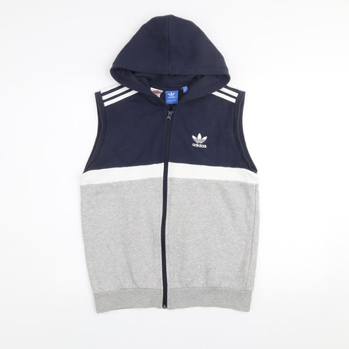 Adidas Teens Multicoloured 164 Sleeveless Hooded Zip Active Jacket