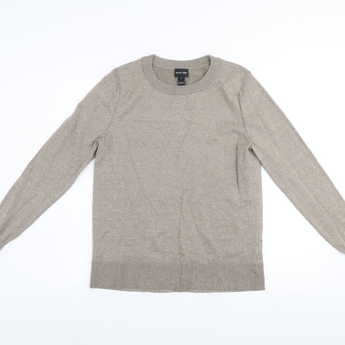River Island Women’s Beige Glitter Button Cuff Jumper UK 12