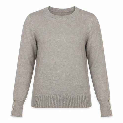 River Island Women’s Beige Glitter Button Cuff Jumper UK 12