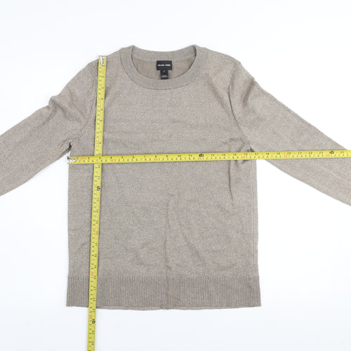 River Island Women’s Beige Glitter Button Cuff Jumper UK 12