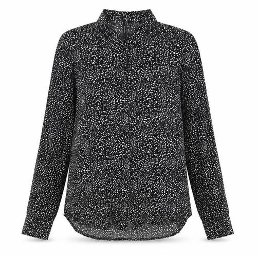Vero Moda Womens Black Animal Print Long Sleeve Button-Up Shirt Size 12