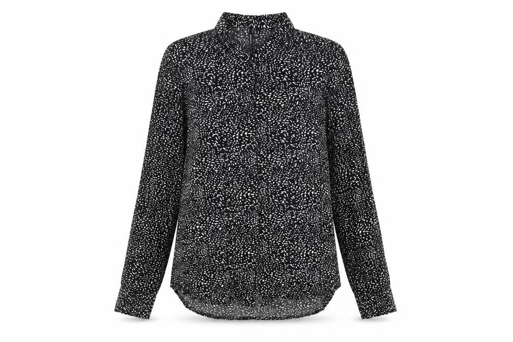 Vero Moda Womens Black Animal Print Long Sleeve Button-Up Shirt Size 12