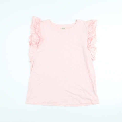 River Island Women’s Pink Ruffle Sleeve Cotton T-Shirt Size 12