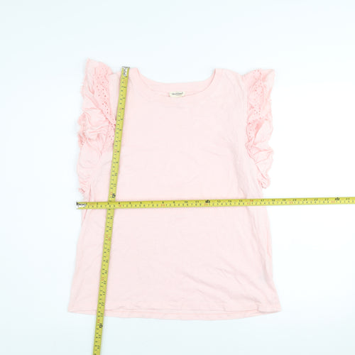 River Island Women’s Pink Ruffle Sleeve Cotton T-Shirt Size 12