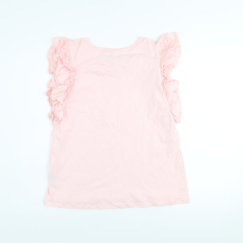 River Island Women’s Pink Ruffle Sleeve Cotton T-Shirt Size 12