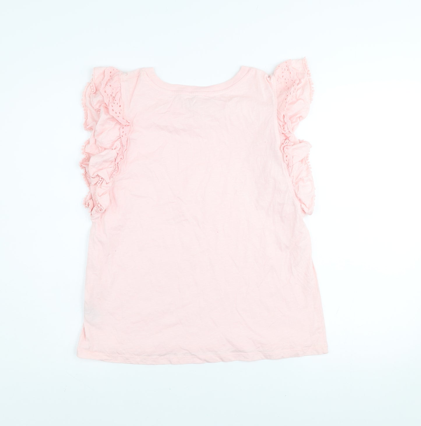 River Island Women’s Pink Ruffle Sleeve Cotton T-Shirt Size 12