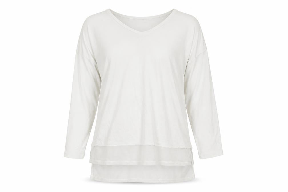 Friends Like These Women White V-Neck Tunic Blouse UK 10 Long Sleeve
