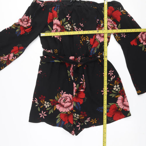 Parisian Women’s Black Floral Off Shoulder Playsuit Size 14