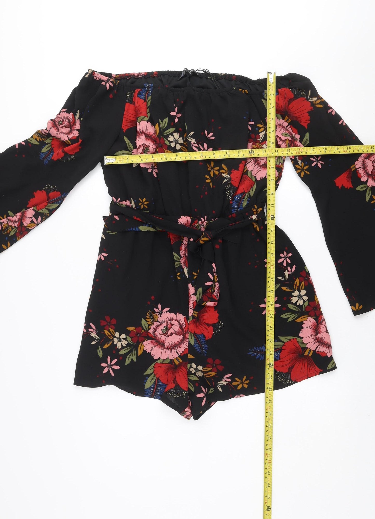 Parisian Women’s Black Floral Off Shoulder Playsuit Size 14