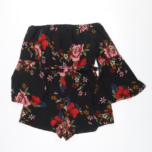 Parisian Women’s Black Floral Off Shoulder Playsuit Size 14