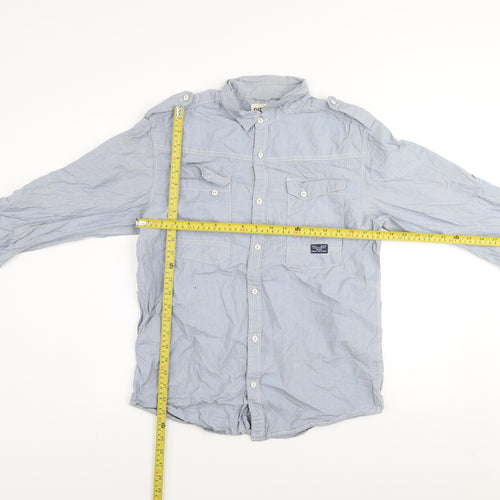 Diesel Men's Blue Stripe Button-Up Long Sleeve Cotton Shirt Size M