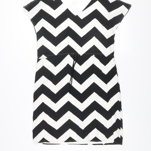 St-martins Women Black Chevron Knee Length Sheath Dress Size 8
